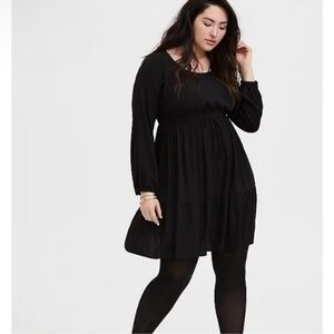 Torrid Black Mini Challis Skater Dress Size 4